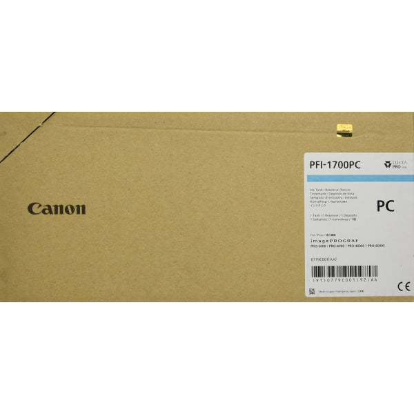 Genuine Canon Pfi-1700 Photo Cyan Ink Cartridge 700Ml For Imageprograf Pro Printers [Pfi-1700Pc] -