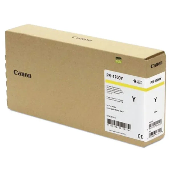 Genuine Canon Pfi-1700 Yellow Ink Cartridge 700Ml For Imageprograf Pro Printers [Pfi-1700Y] -