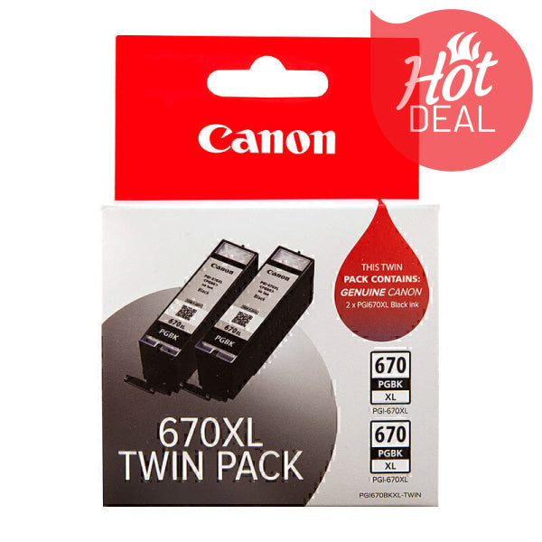 Canon PGI670XL Blk Ink Twin Pk PGI670XLBK-TWIN