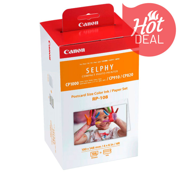 *Special!* Genuine Canon Rp108 Ink+Paper Set For Selphy Cp910/Cp1000/Cp1200/Cp1300 (108 Sheets)