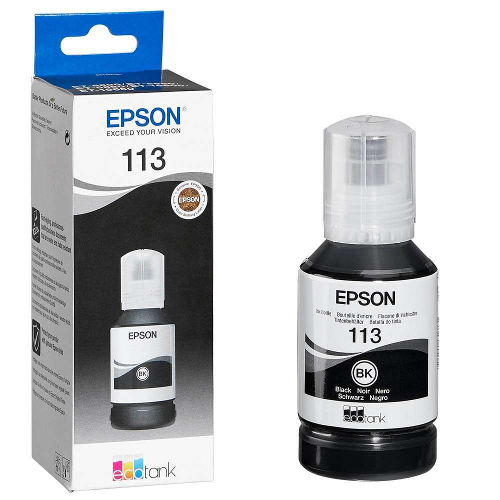 Genuine Epson 113 UK Pigment Black EcoTank Ink Bottle C13T06B140