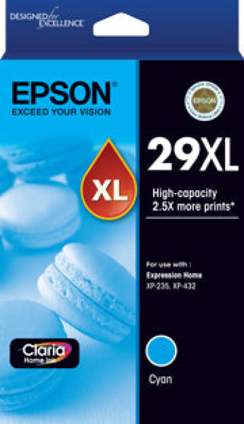 Genuine Epson #29Xl Cyan Hy Ink Cartridge For Xp235/Xp245 Xp432/Xp442 Printer P/N:c13T299292 -