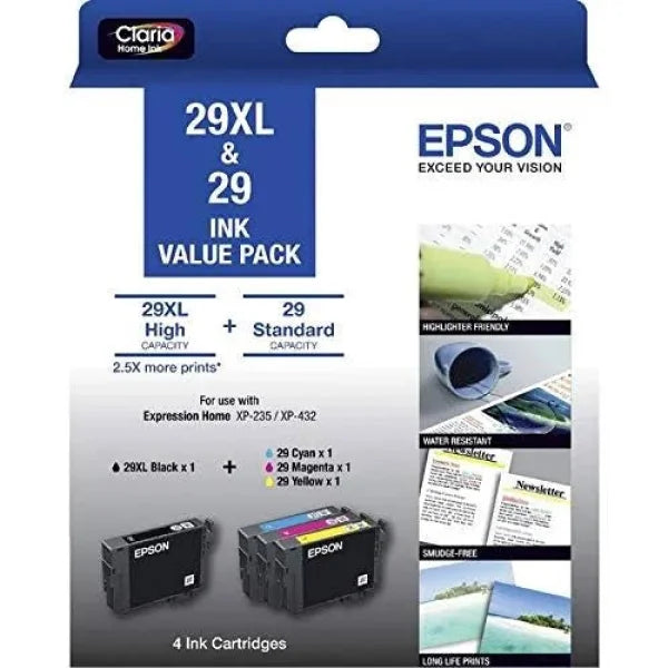 Genuine Epson 29Xl High Yield Black & Standard 29 C/M/Y Colour Value Pack P/N:c13T299696 Cartridge -