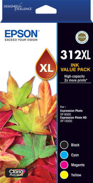 Genuine Epson 312Xl 4X Colour Pack Value For Xp-15000/Xp-8500/Xp-8600/Xp-8700 [C13T183A92] Cartridge