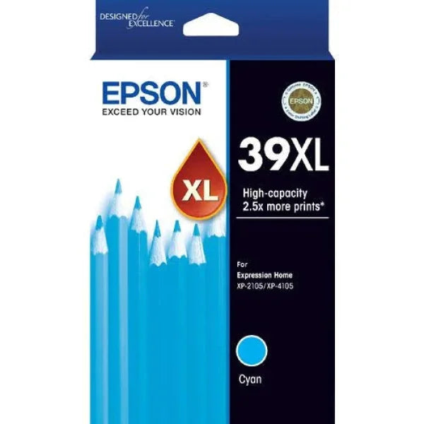 Genuine Epson 39Xl Cyan High Yield Ink Cartridge For Xp2105/xp4105 Printer P/n:c13T04L292 -