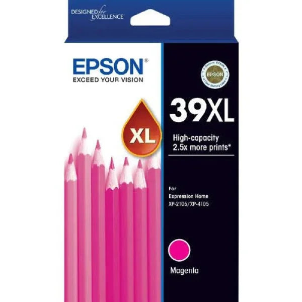 Genuine Epson #39Xl Magenta High Yield Ink Cartridge For Xp2105/xp4105 Printer P/n:c13T04L392 -