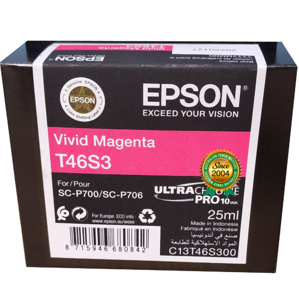 Genuine Epson 46S Magenta Ink Cartridge For Surecolor Sc-P706 [P/n:c13T46S300] -