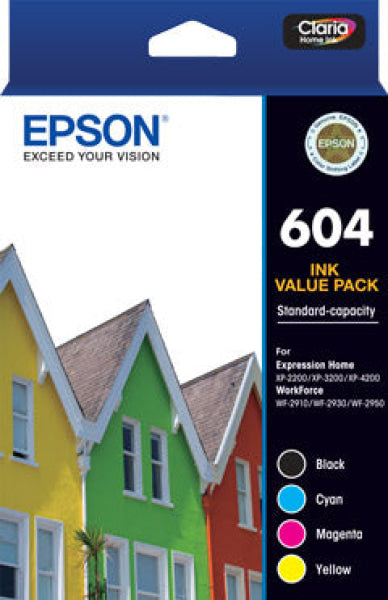 Epson Genuine 604 Standard Multipack Value Pack For Xp-2200 Xp-3200 Xp-4200 Wf-2910 Wf-2930 Wf-2950