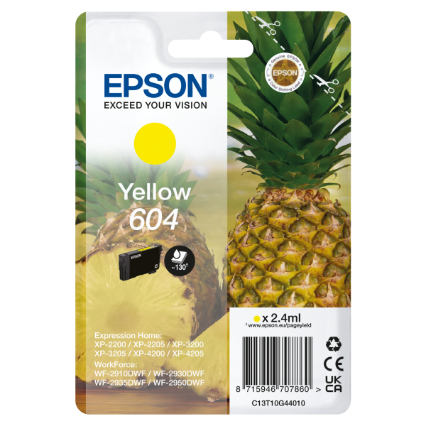 EPSON 604 STD YELLOW INK XP-2200 XP-3200 XP-4200 WF-2910 WF-2930 WF-2950 C13T10G492