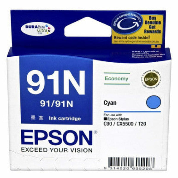 Epson Genuine 91/91N Cyan Ink Cartridge For C90/cx5500/t20/tx100 [C13T107292] -