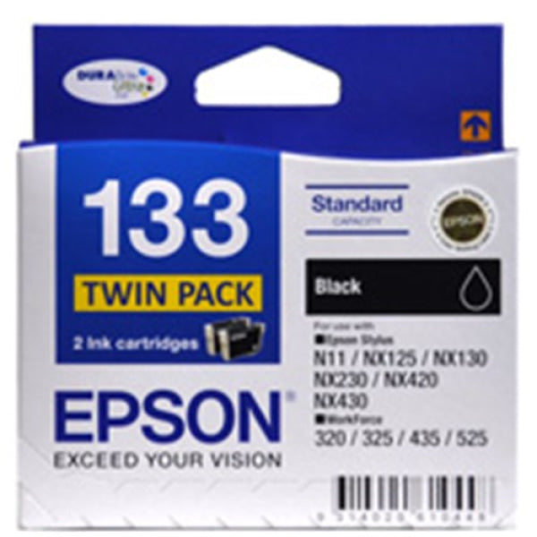 BLACK TWIN PACK STANDARD CAP FOR STYLUS N11 NX125130230 NX420430 WF320 325435525 C13T133194