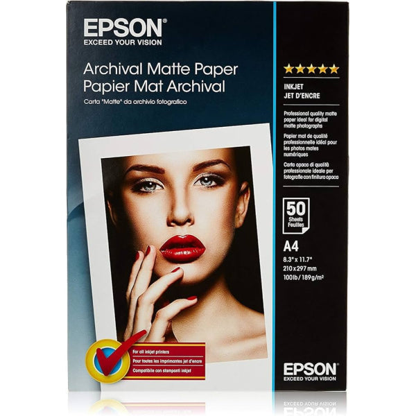 Genuine Epson S041342 A4 Archival Matte Paper 50 Sheets 192gsm C13S041342