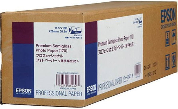 Genuine Epson S042075 Photo Paper Premium Semigloss (170) 16.5’ Roll Media [C13S042075] Paper