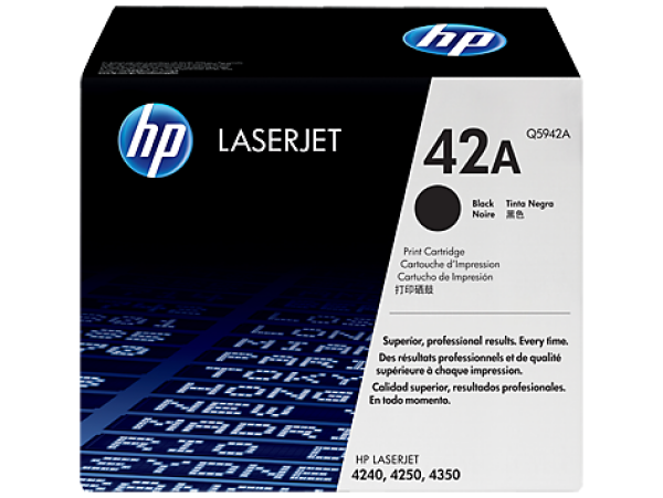 HP 42A BLACK TONER 10000 PAGE YIELD FOR LJ 4240 4250 & 4350 Q5942A