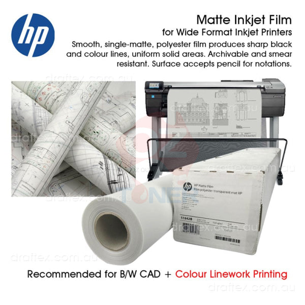 Genuine Hp 51642A Polyester Film A1/24’ Single Matte 24’X120Ft Roll For Designjet 650C Large