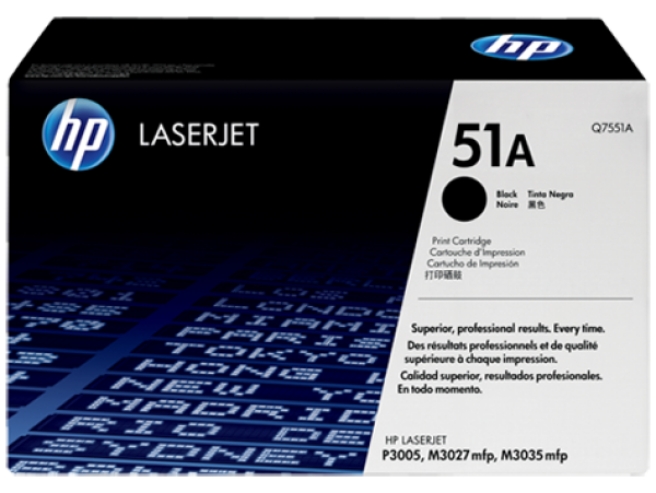 HP 51A BLACK TONER 6500 PAGE YIELD FOR LJ P3005 M3027 M3035 Q7551A