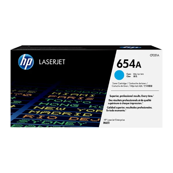 Genuine Hp #654A Cyan Toner Cartridge 15K [Cf331A] For Laserje M651Dn/M651N/M651Xh -