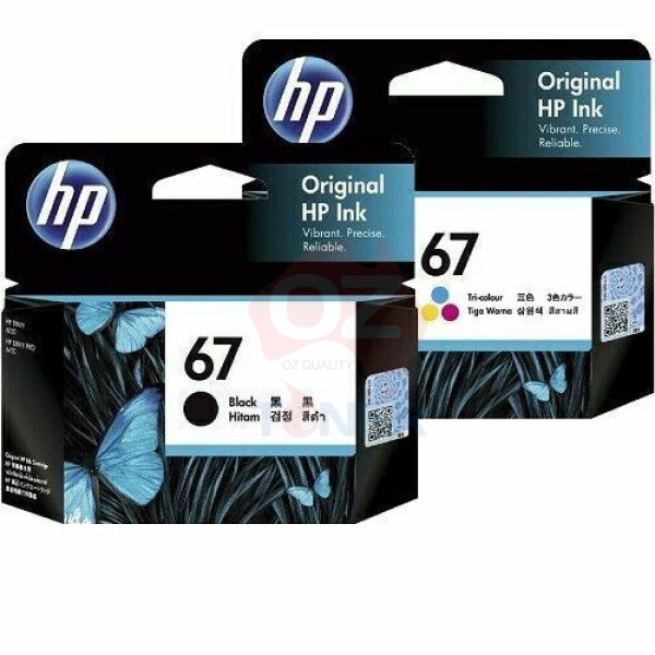 Genuine Hp #67 Black & Colour Ink Set For Envy 6020/6030/6034/6420/6430 [3Ym56Aa+3Ym55Aa] Cartridge