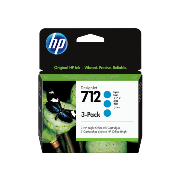 HP #712 29ml Cyan 3 Pk 3ED77A 3ED77A