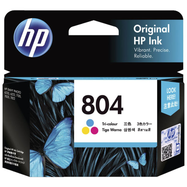 Genuine Hp #804 Colour Ink Cartridge 165P For Envy 6220/6222/7120/7820/7822 /Tango X [T6N09Aa] -