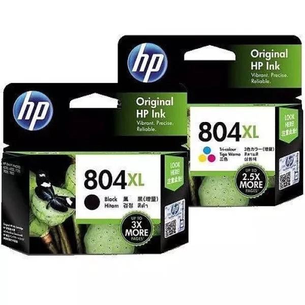 Genuine Hp #804Xl Black & Colour Ink Set For Envy Inspire 7921E/7920E/Tango X [T6N12Aa+T6N11Aa]