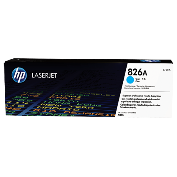 Genuine Hp #826A Cyan Laserjet Toner Cartridge (31.5K) [Cf311A] For M855Dn -