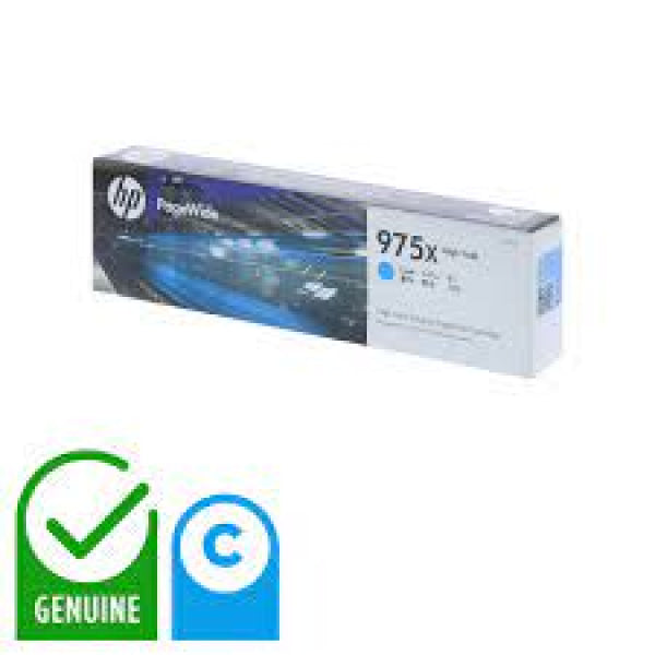 Genuine Hp #975X Cyan High Yield Ink Cartridge For Pagewide Pro 452Dw/552Dw/477Dw/577Dw (7K)