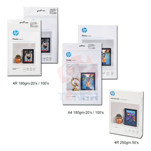 Genuine Hp A4 Gloss Photo Paper 100X Pack 180Gsm (210X297Mm) [9Rr56A]