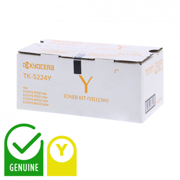 Genuine Kyocera Tk-5224 Yellow Toner Cartridge For P5021/M5521 (1.2K) [Tk5224Y] -