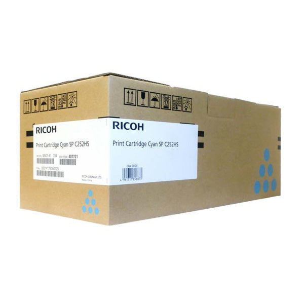 Genuine Ricoh Aficio 407721 Cyan Toner Cartridge High Yield Type-Spc252Hc Spc252 Sp-C252(6K) -