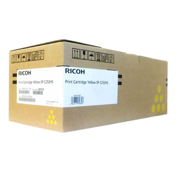 Genuine Ricoh Aficio 407723 Yellow Toner Cartridge High Yield Type-Spc252Hy Spc252 Sp-C252(6K) -