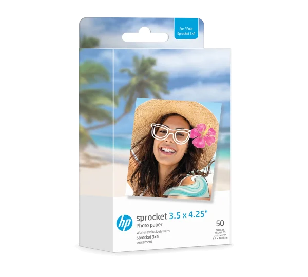 Hp 3.5 X 4.25” Zink Sticky-Backed Photo Paper For Sprocket 3X4 Printer (50X Pack) [Hpiz3X450]