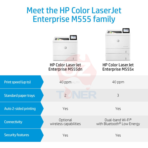 Hp Laserjet Enterprise M555X Color Laser Network Printer+Dual Tray 40Ppm [7Zu79A] Printer Colour