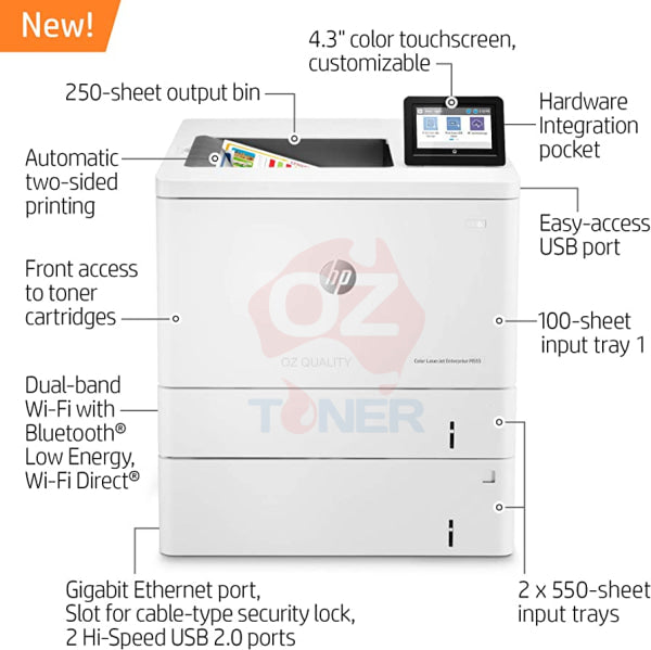 Hp Laserjet Enterprise M555X Color Laser Network Printer+Dual Tray 40Ppm [7Zu79A] Printer Colour