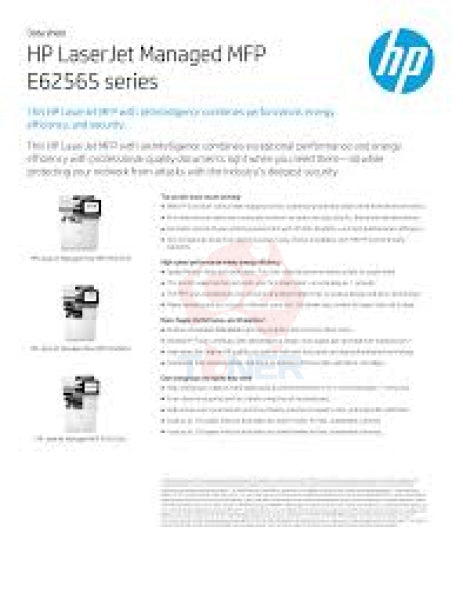 Hp Laserjet Managed Flow Mfp E62565H A4 Mono Multifunction Printer 61Ppm Replaces M630Zm [J8J74A]