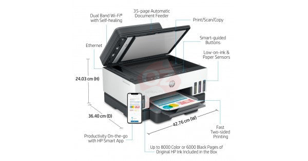 Hp Smart Tank 7305 All-In-One Multi-Function Ink Printerr+Adf