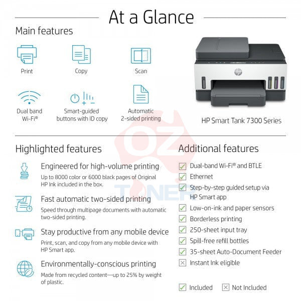 Hp Smart Tank 7305 All-In-One Multi-Function Ink Printerr+Adf #32Xl/31 Set - P/N: 28B75A (Rrp$598)