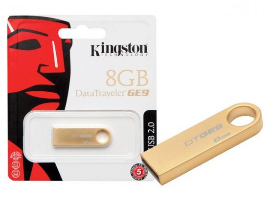 Kingston DataTraveler GE9 8GB Gold USB Flash Drive DTGE9/8GB