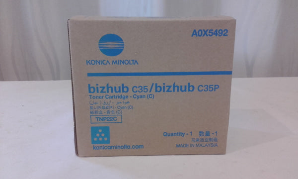KONICA MINOLTA BIZHUB C25P C35/C35P TNP22 CYAN TONER - 6K A0X5-492