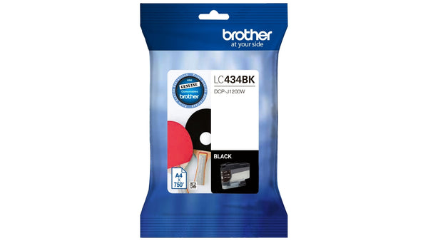 Genuine Brother Lc-434 Black Ink Cartridge For Dcp-J1200W Printer 750 Pages [Lc434Bk] -