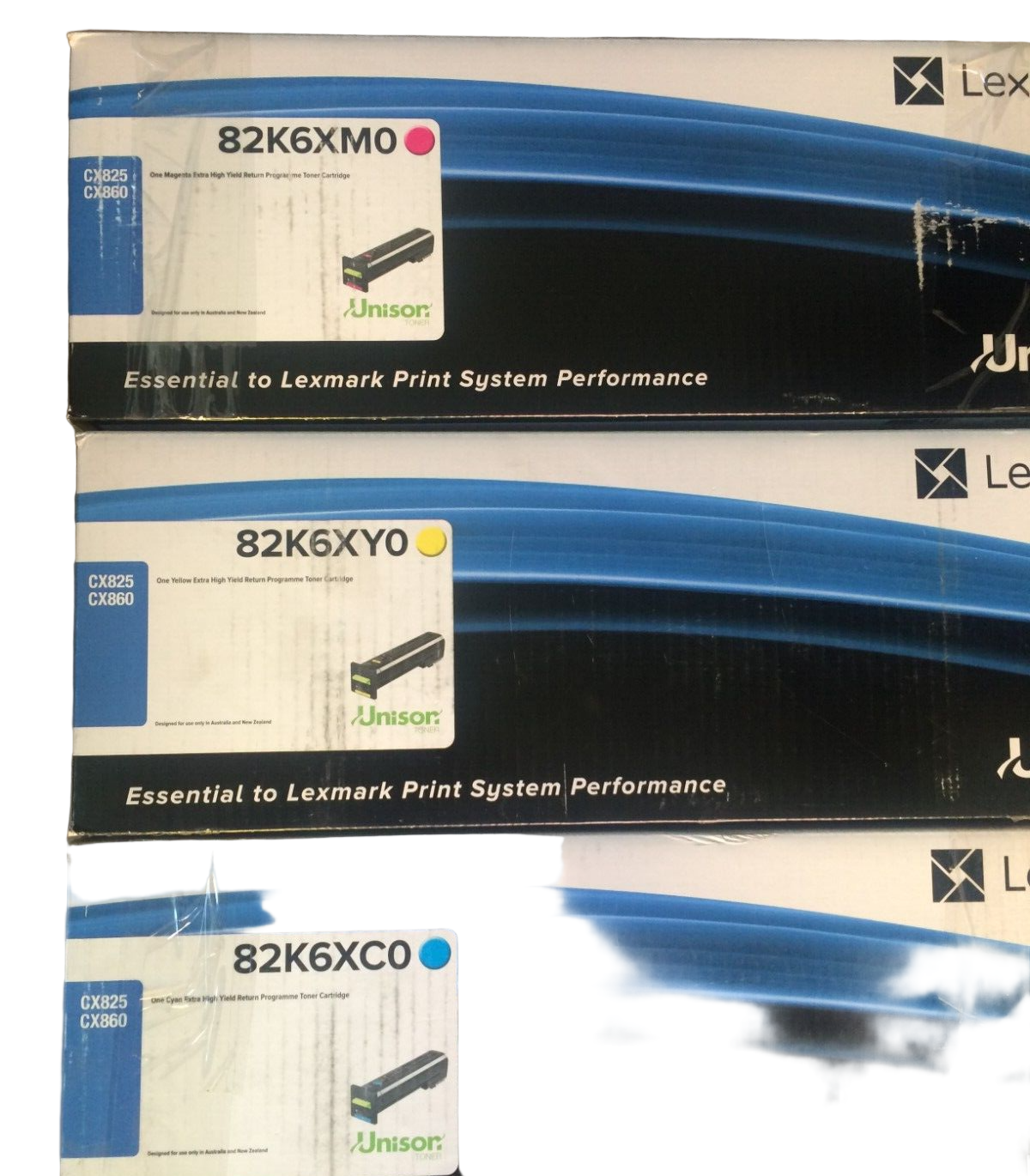 Bundle: 3x Pack Genuine Lexmark CS820 CX825 CX860 Color Toner Cartridge Set Extra High Yield (82K6XC0 82K6XM0 82K6XY0)