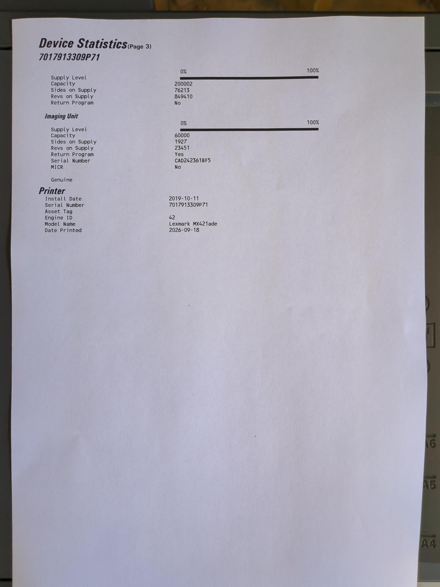 Lexmark MX421ade A4 Mono Multifunction Laser Printer 40PPM | Used