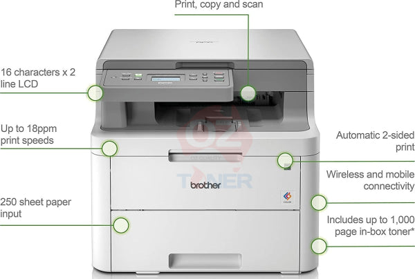 Brother Dcp-L3510Cdw Multifunction Wireless Color Laser Printer+Duplexer 18Ppm Printer Colour Multi