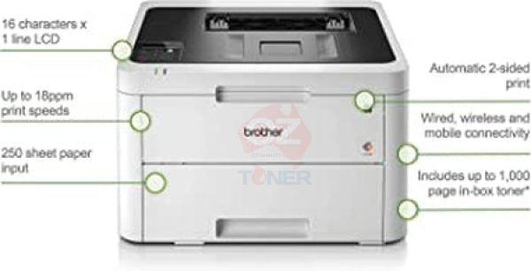 Brother Hl-L3230Cdw Color Laser A4 Wi-Fi Printer+Duplexer Tn253/Tn257 Toner Set [Hll3230Cdw] Printer