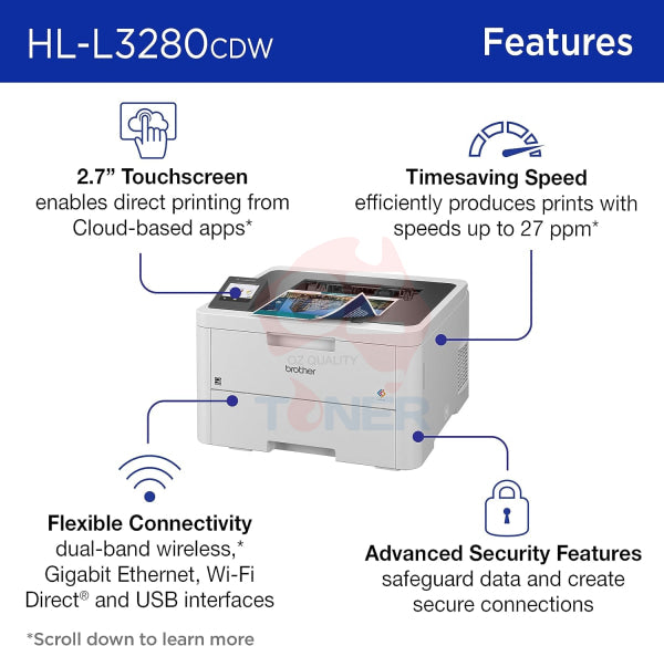 *New!* Brother Hl-L3280Cdw Color Laser A4 Wifi Printer + Duplexer Toner Set [Hll3280Cdw] Printer