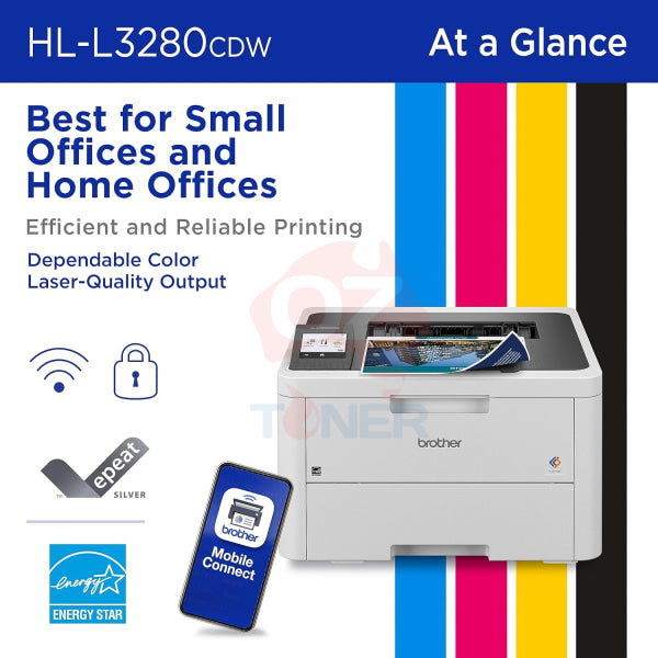 *New!* Brother Hl-L3280Cdw Color Laser A4 Wifi Printer + Duplexer Toner Set [Hll3280Cdw] Printer