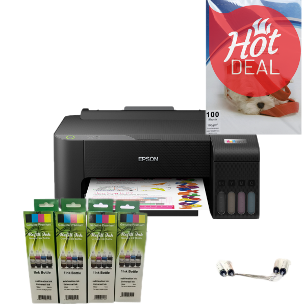 *New* Epson Ecotank L1218 A4 Sublimation Inkjet Printer Bundle:4X Dye Ink Bottle Edible