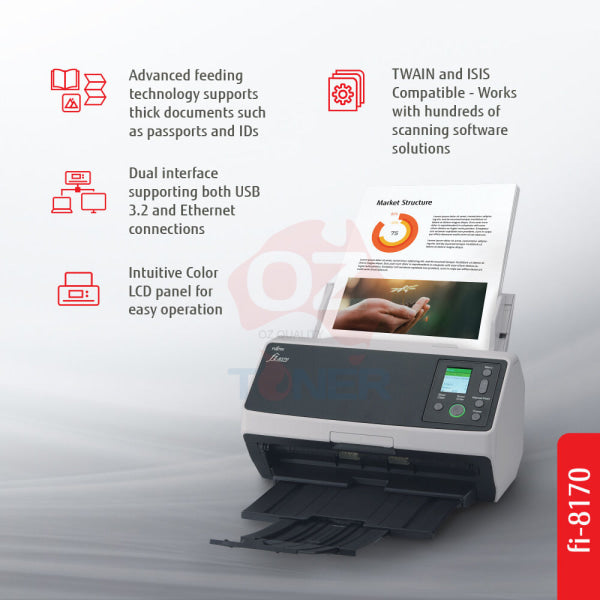 *New!* Fujitsu Fi-8170 A4 Sheet-Fed Duplex Document Scanner Usb 3.2/70Ppm+Wty (Rrp $1 947)
