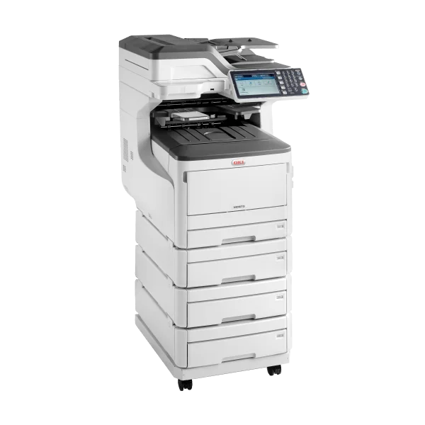 Oki Mc873Dnv A3 Colour Laser Multifunction Mfp Printer With 4X Paper Trays & Castor Base