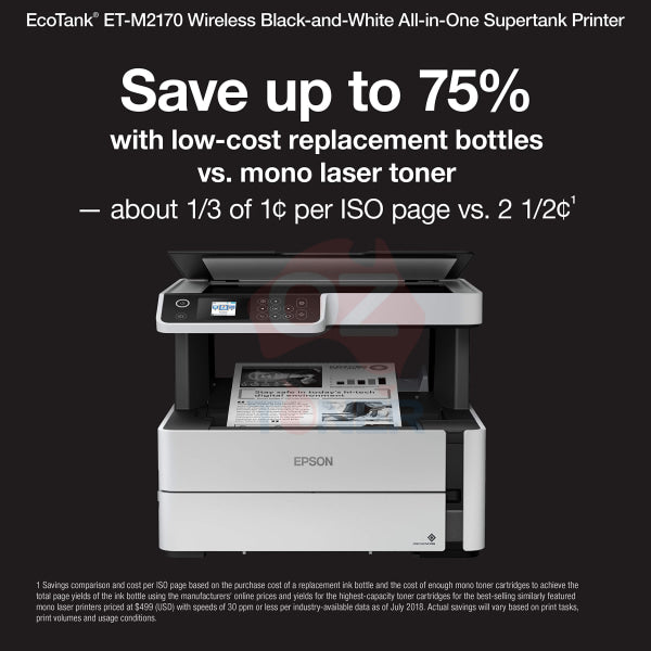 Epson Ecotank Et-M2170 A4 Mono Multifunction Inkjet Mfp Printer (P/N:c11Ch43501) Multi Function